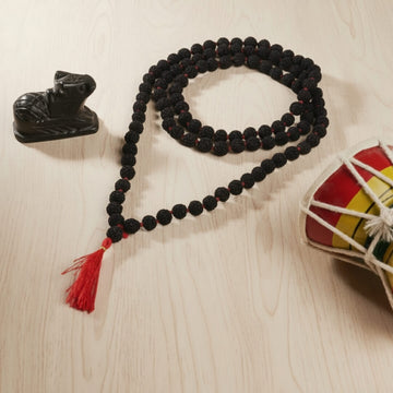 5 Mukhi Black Rudraksha Mala – Brings peace, health, positivity, protection, and wisdom.