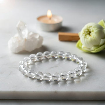 Clear Quartz Sphatik Band – Enhances positivity, clarity, healing energy, focus, peace, protection, and balance.