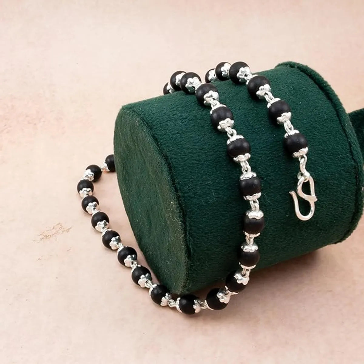 Karungali Malai Silver Cap Plated Necklace
