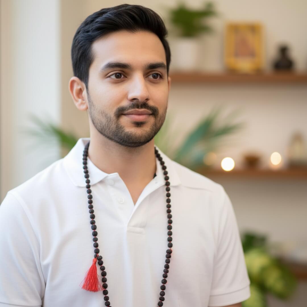 5 Mukhi Black Rudraksha Mala – Brings peace, health, positivity, protection, and wisdom.
