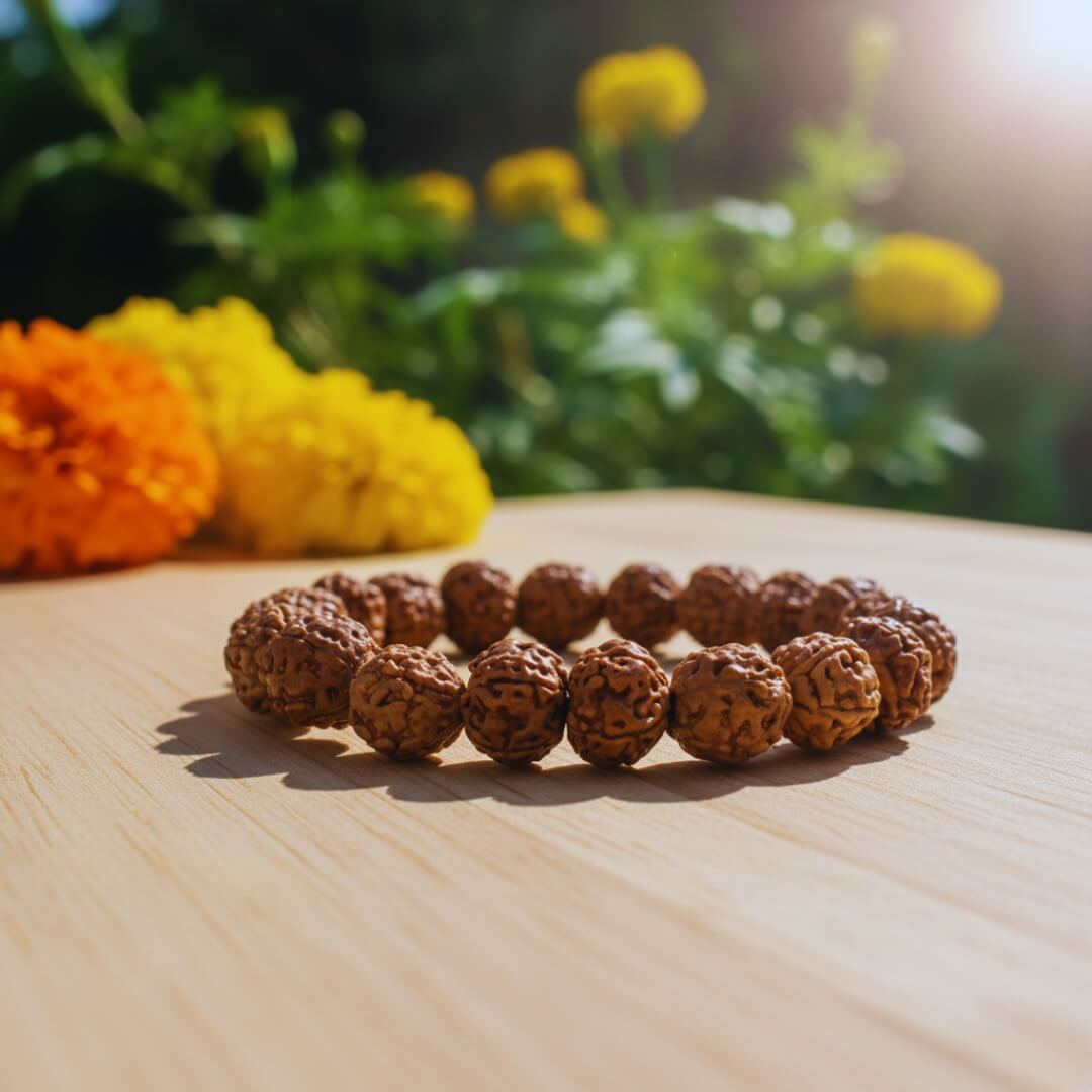 5 Mukhi Rudraksha Bracelet – Enhances health, peace, positivity, wisdom, and protection.